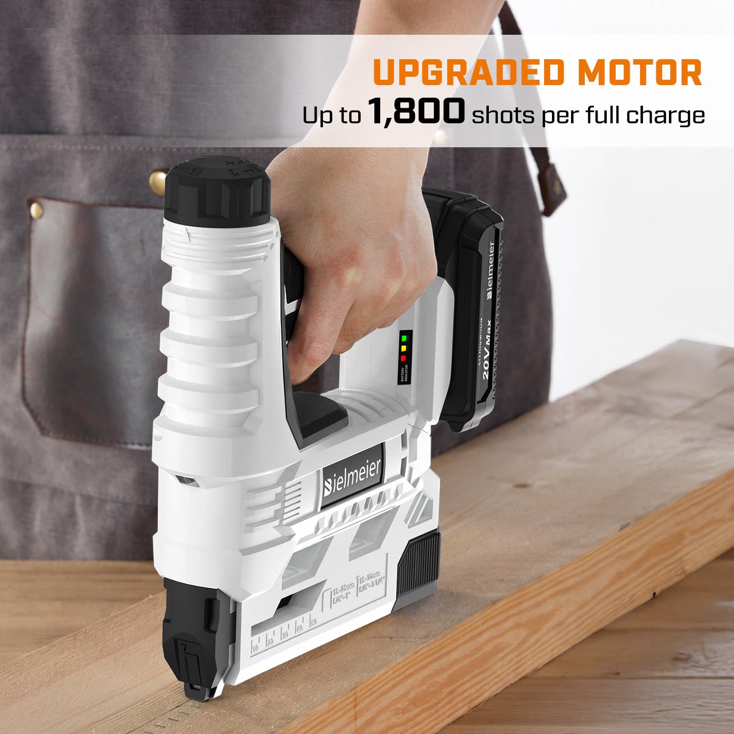 BIELMEIER 2.0Ah battery and charger provide cordless operation away from outlets.