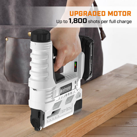 BIELMEIER 2.0Ah battery and charger provide cordless operation away from outlets.