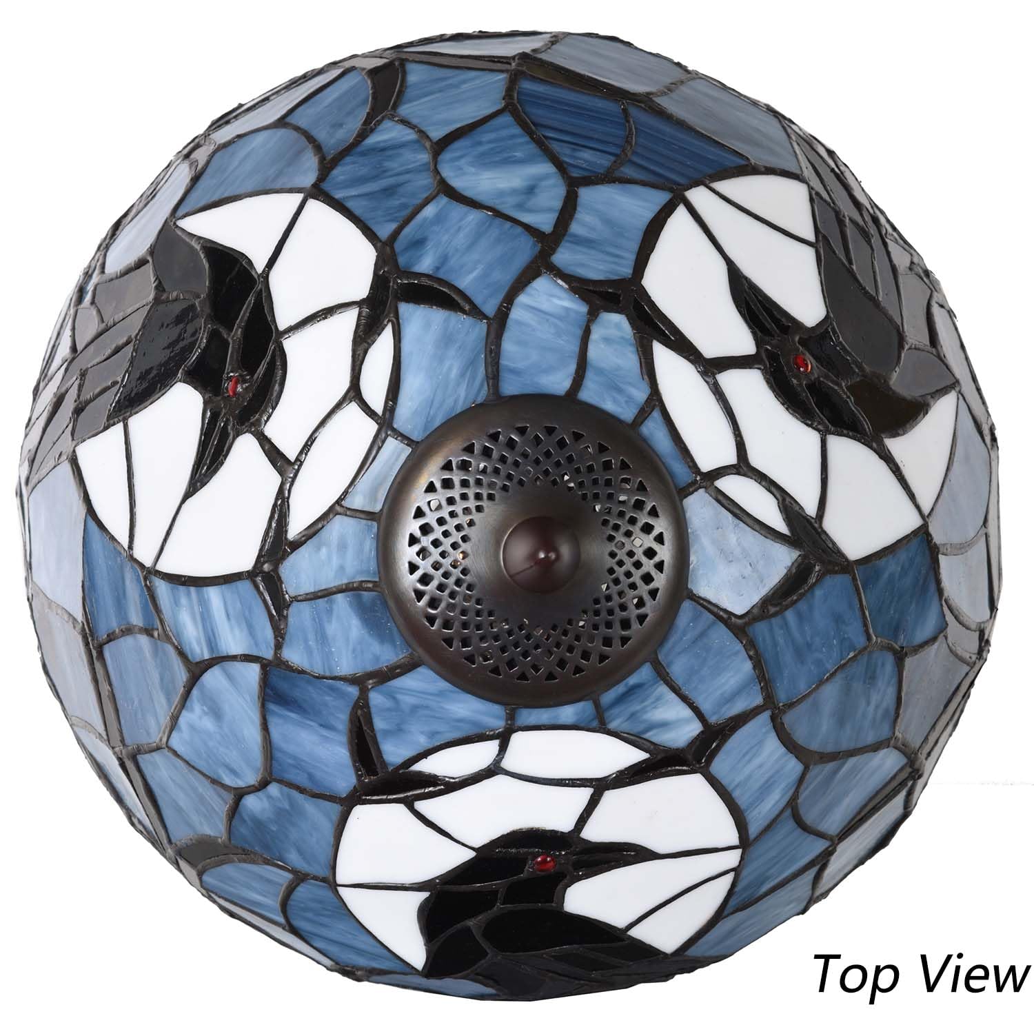 Bieye stained glass lamp complements bedside or dining room lighting