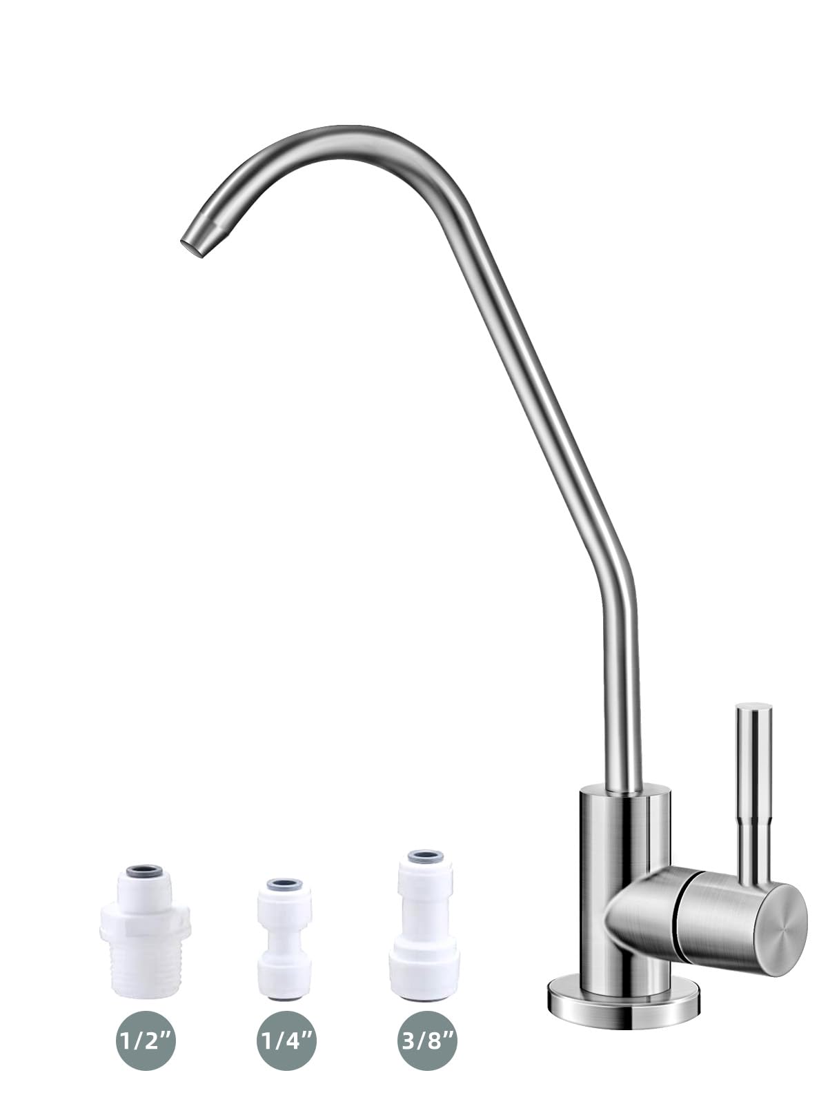 Bifordo brushed-nickel drinking water faucet close-up highlights lead-free SUS304 construction for safe kitchen use