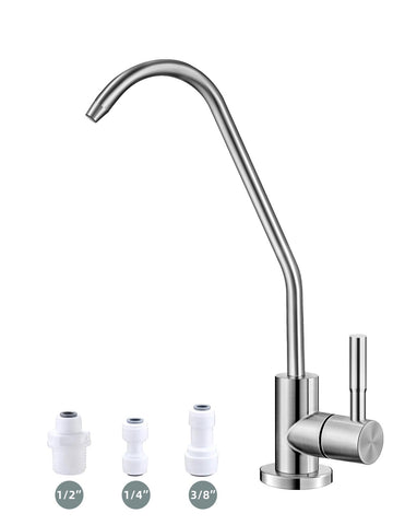 Bifordo brushed-nickel drinking water faucet close-up highlights lead-free SUS304 construction for safe kitchen use