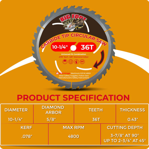 Big Foot Tools blade with diamond center hole for compatibility with diamond center saws.