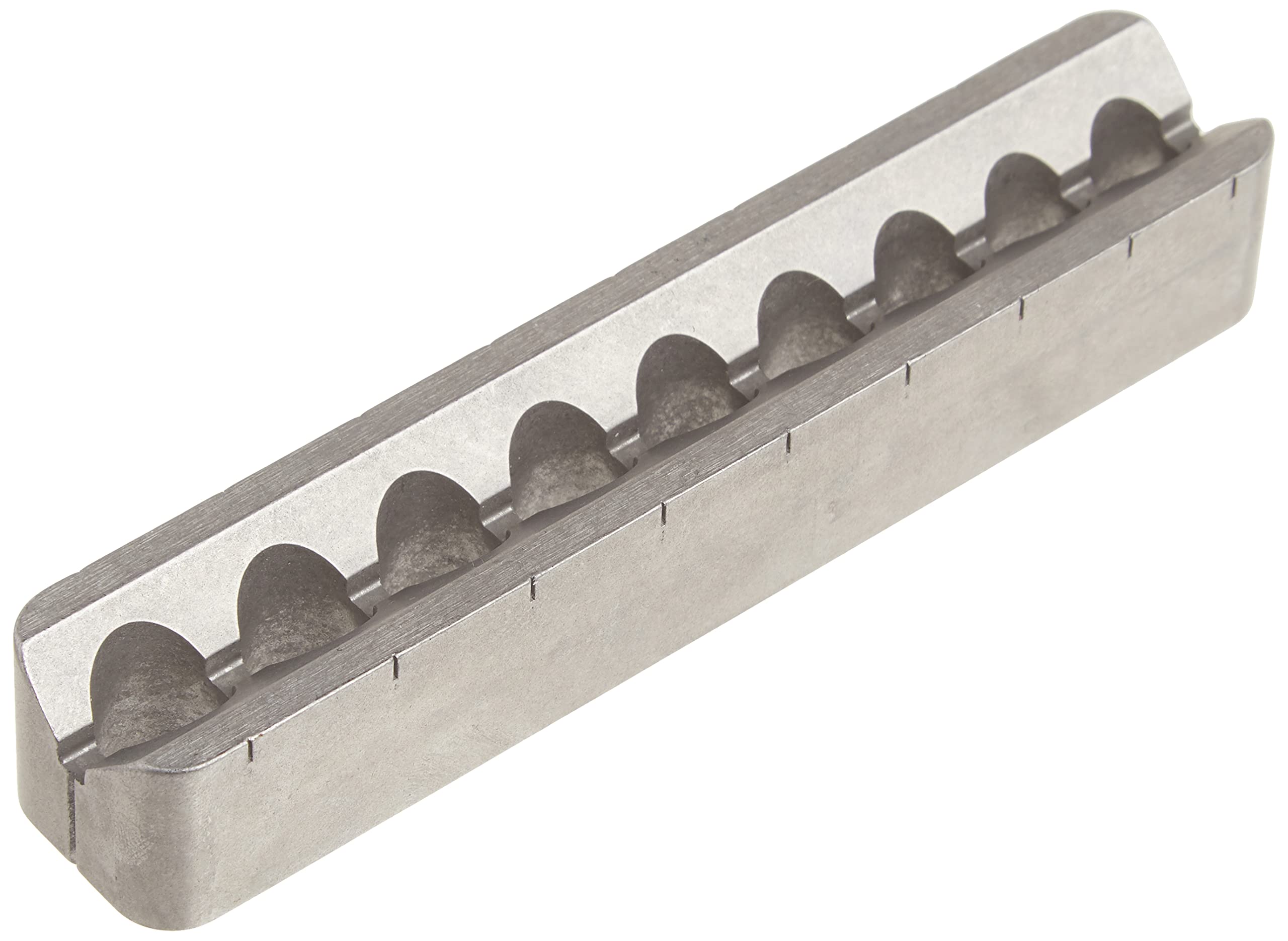 Big Gator Tools V-Drill Guide displaying nine standard drill sizes from 3/8" to 1/2" in use.