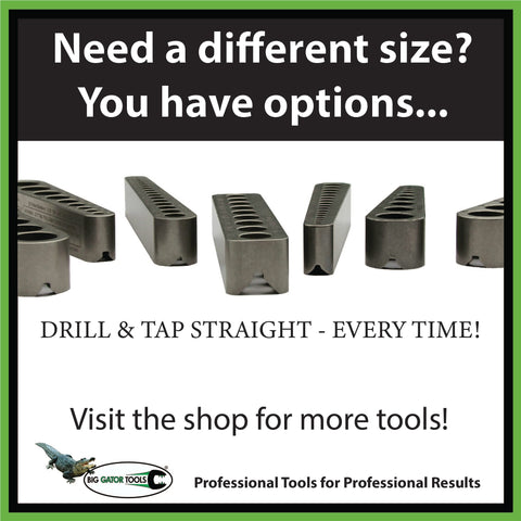 Big Gator Tools V-DrillGuide on round parts ensures precise hole placement