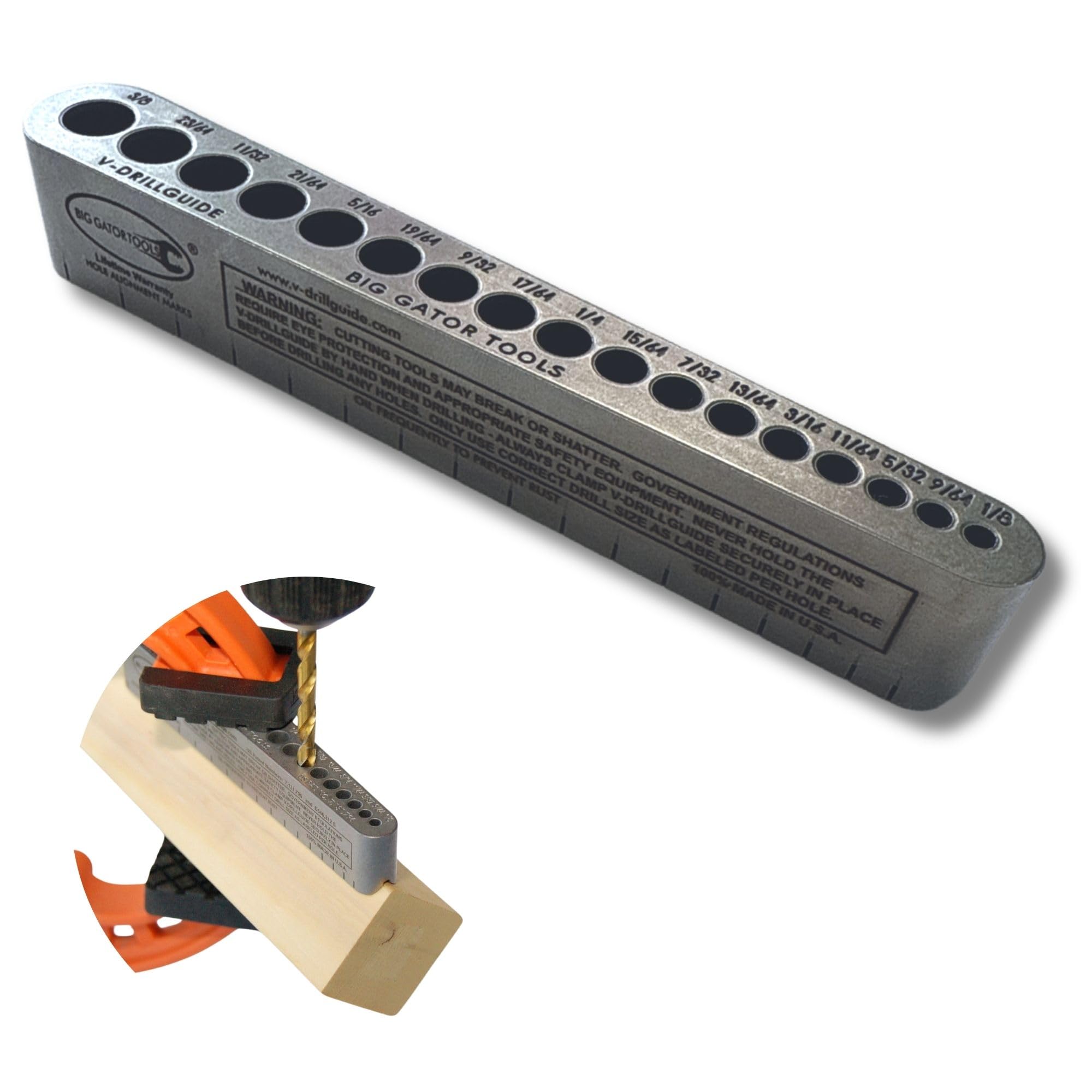 Big Gator Tools V-DrillGuide side view reveals rugged nickel alloy steel design