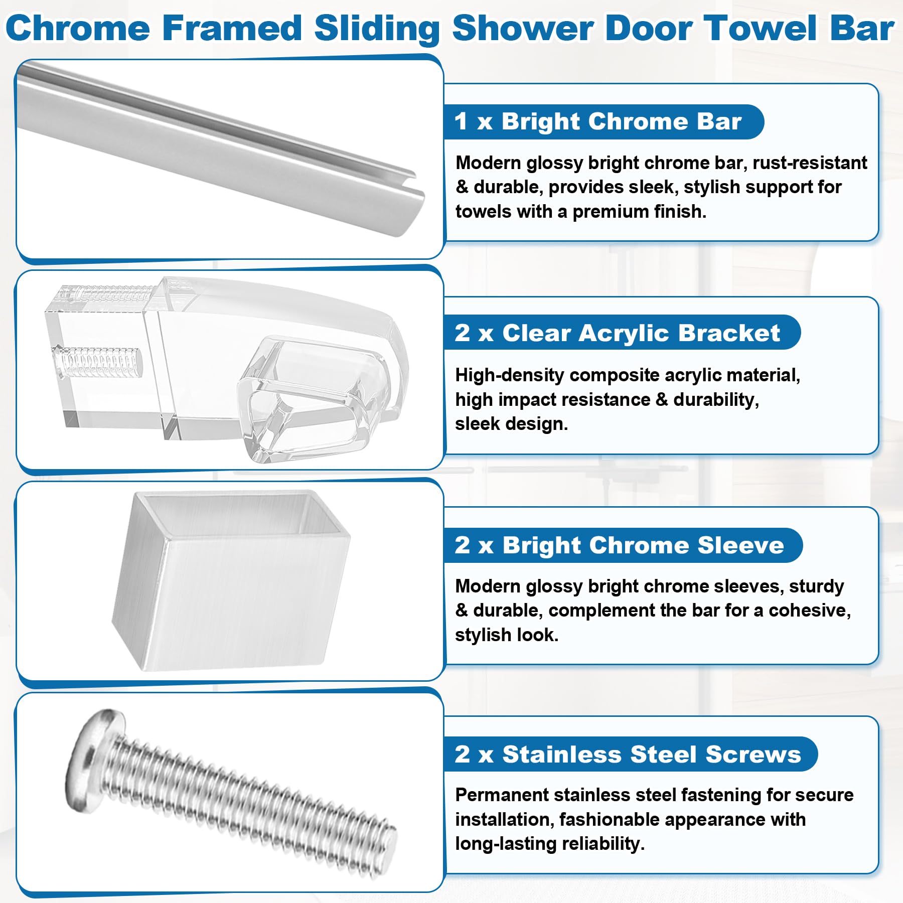 BigHead chrome sleeves and stainless screws ensure durable, easy installation