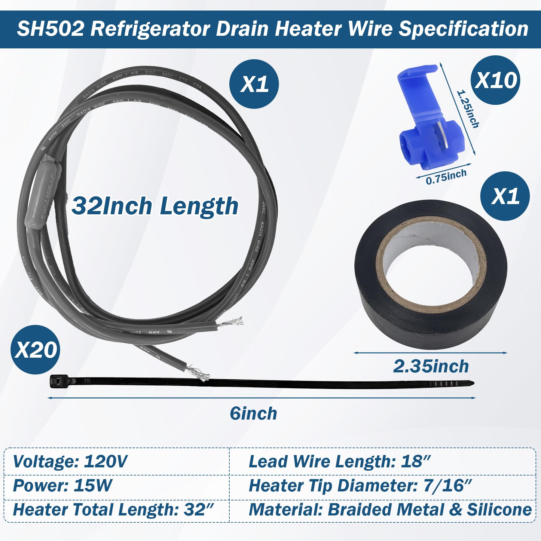 BigHead SH502 zip ties pack for secure heater positioning.
