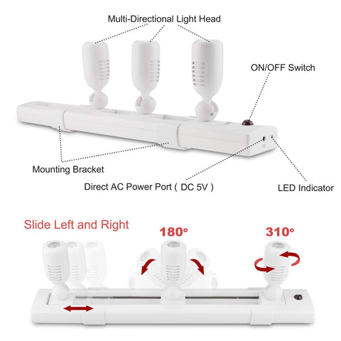 AC adapter powered track light with clean installation