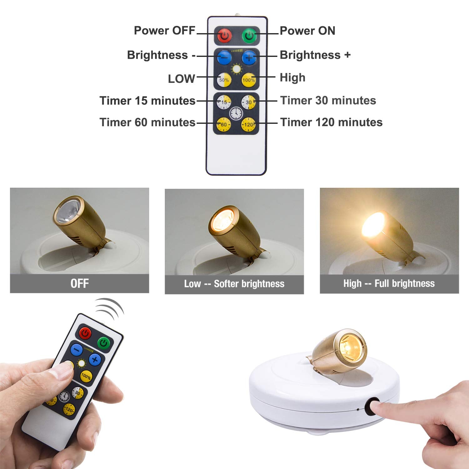 BIGLIGHT dimmable uplight adjustable from 50 to 100 percent brightness.