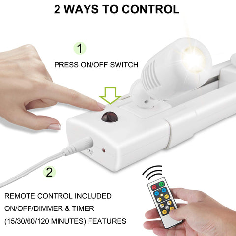 Rotatable, 310-degree heads provide customizable brightness via remote