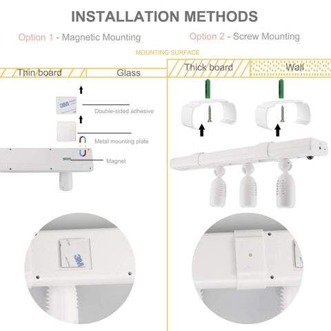 Easy installation with included tape or screws for versatile mounting
