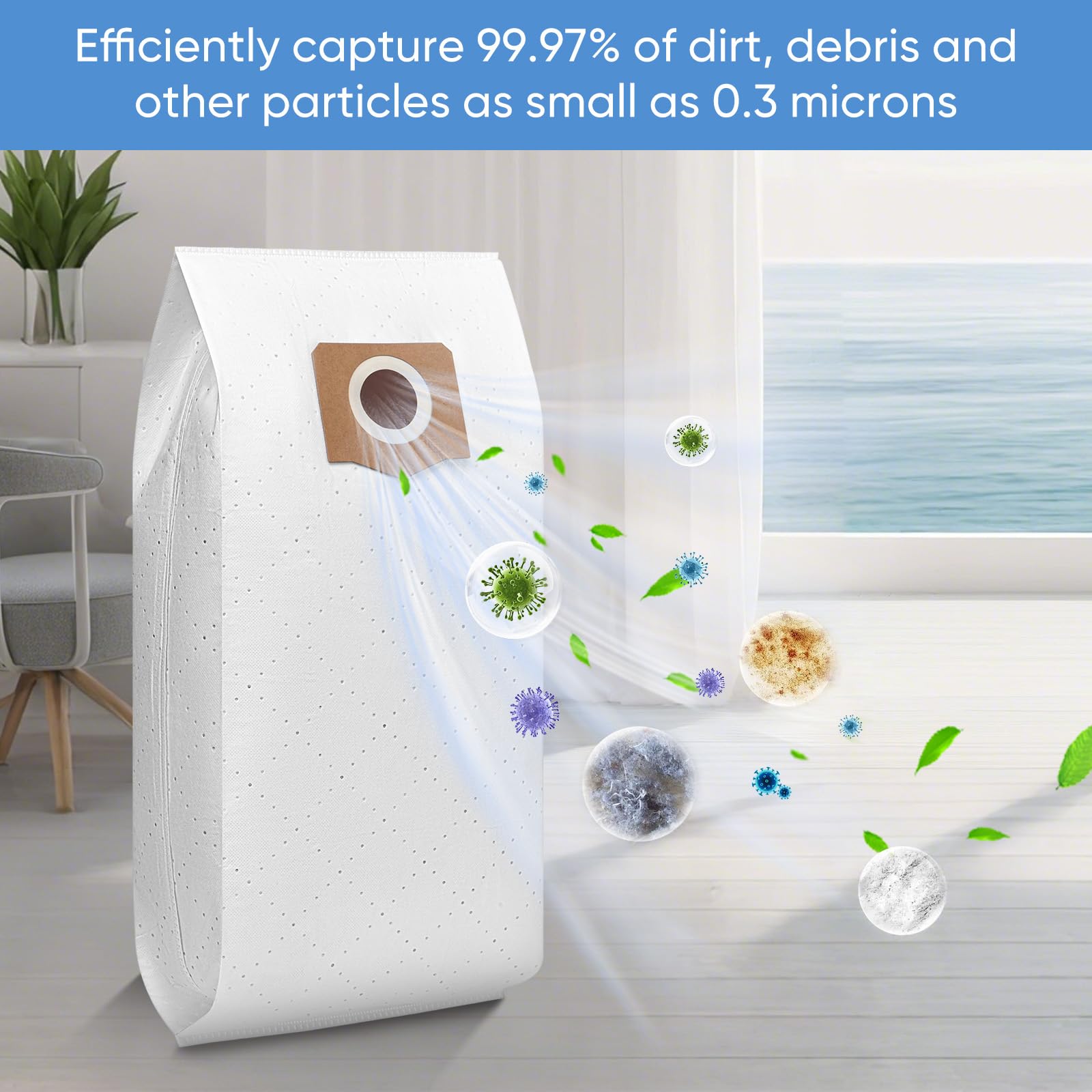 Tightly fitted BIHARNT bags prevent dust escape during debris cleanup