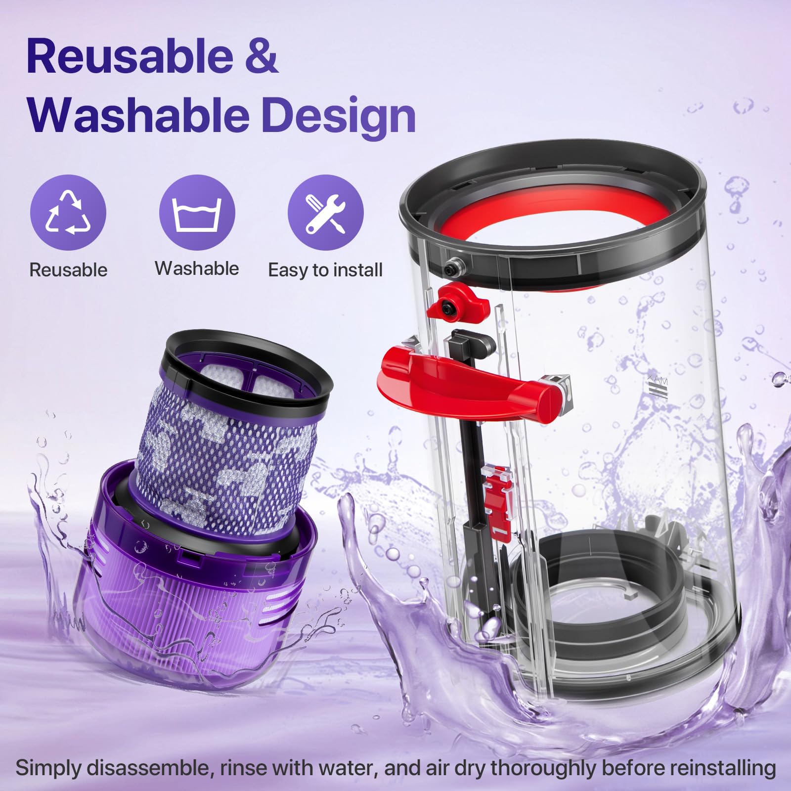 BIHARNT Dyson bin includes replacement filter for easy maintenance
