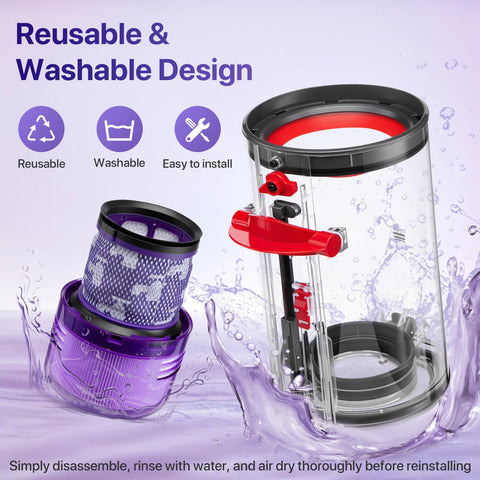 BIHARNT Dyson bin includes replacement filter for easy maintenance