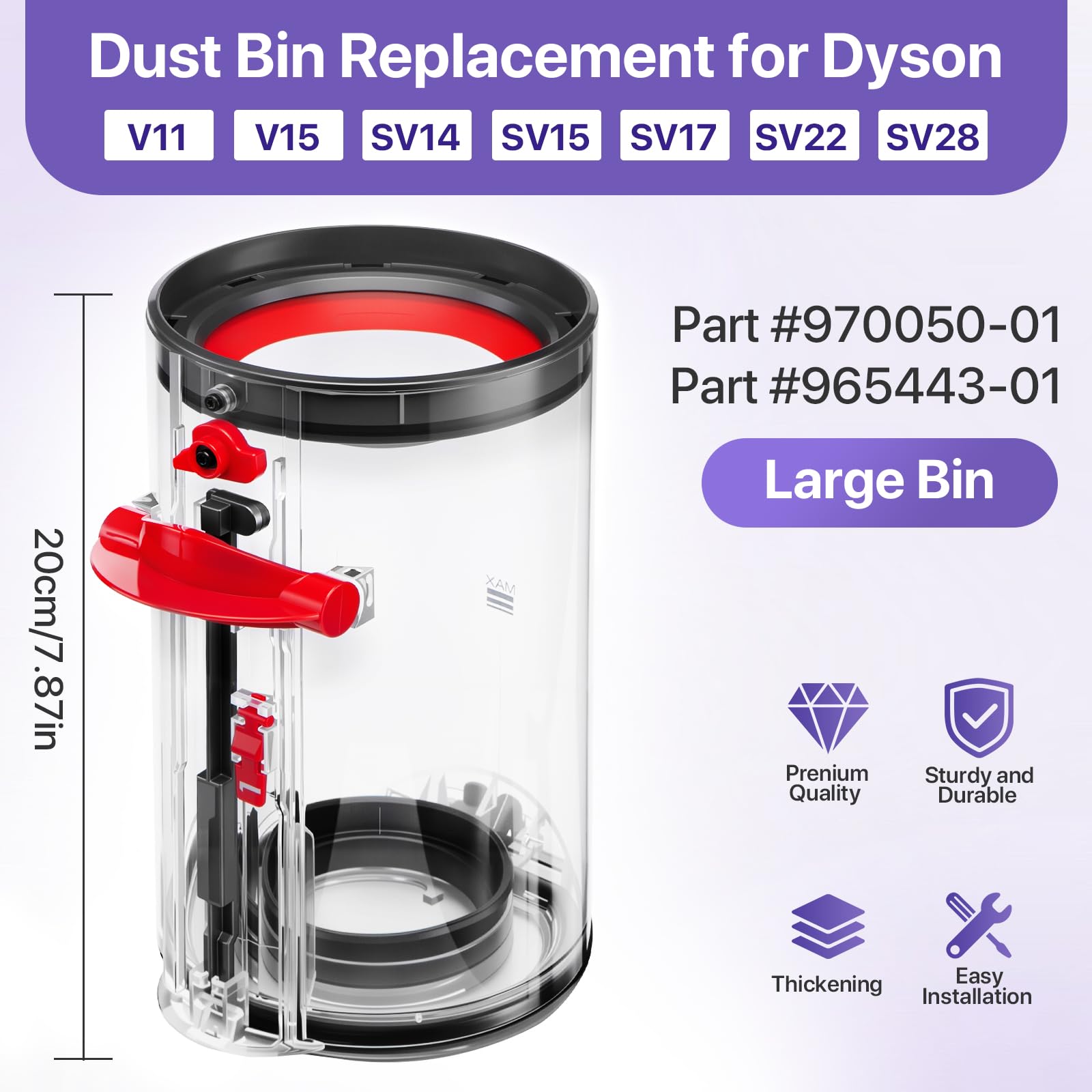 BIHARNT Dyson bin optimized top seal minimizes leaks during use