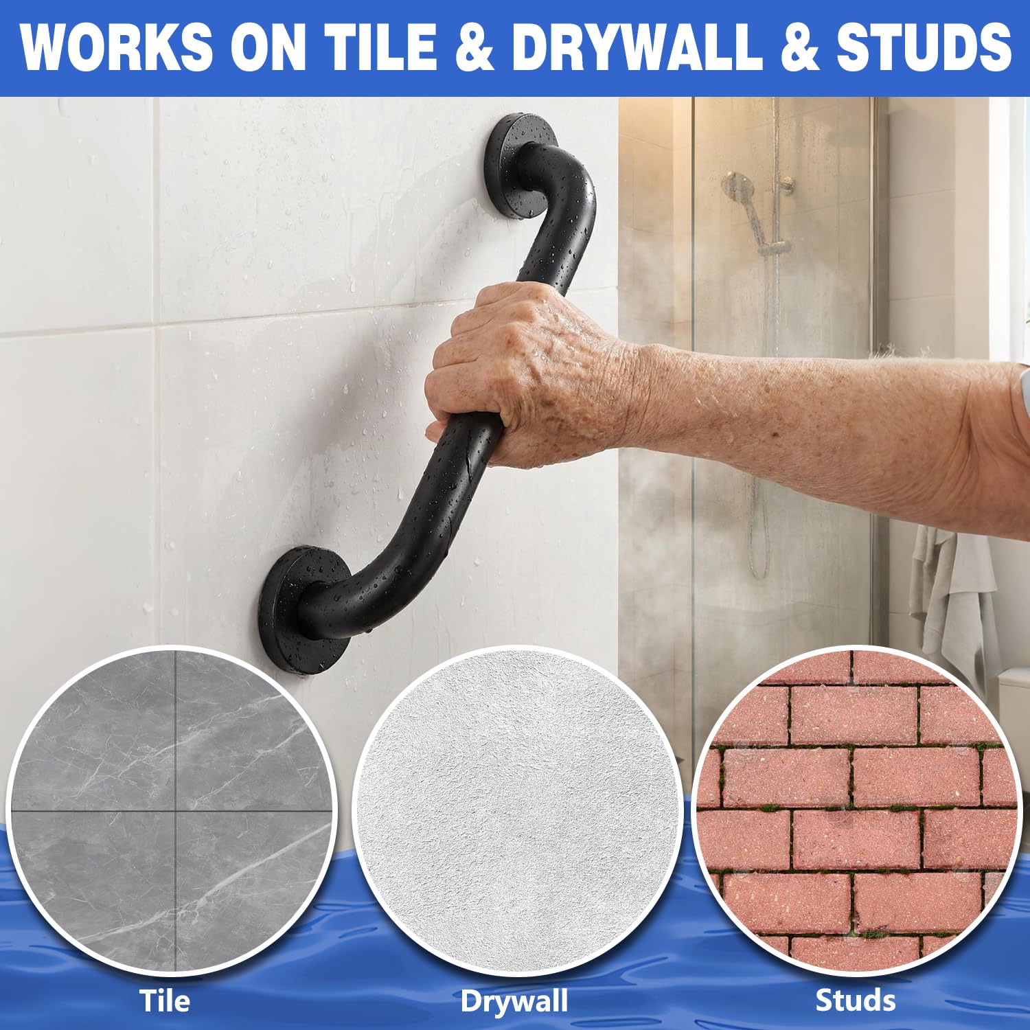 BIHOMIFI bathroom grab bar on shower wall boosts daily confidence.