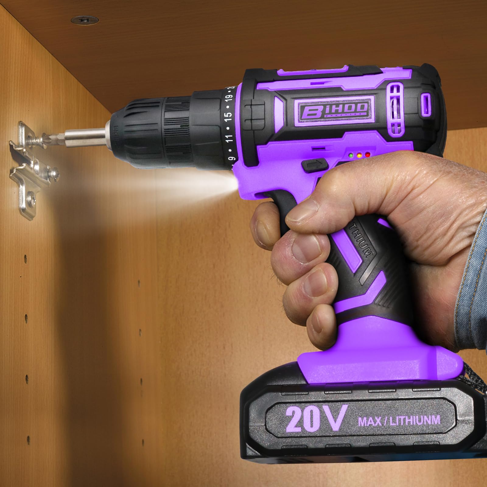 BIHOO drill with battery and charger ready for quick setup
