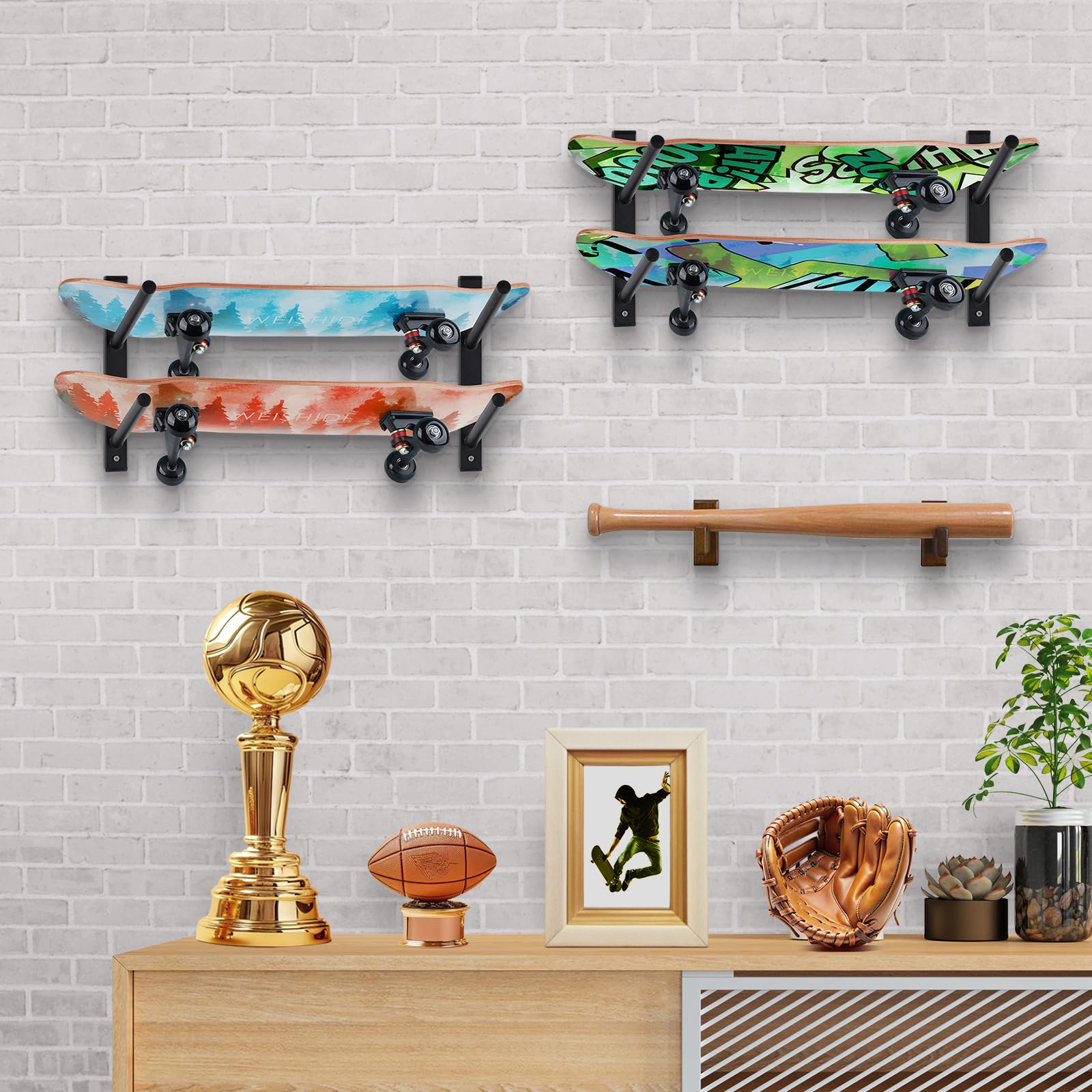 BiJun ski wall hanger horizontal keeps gear ready, saving space in entryways or garages.