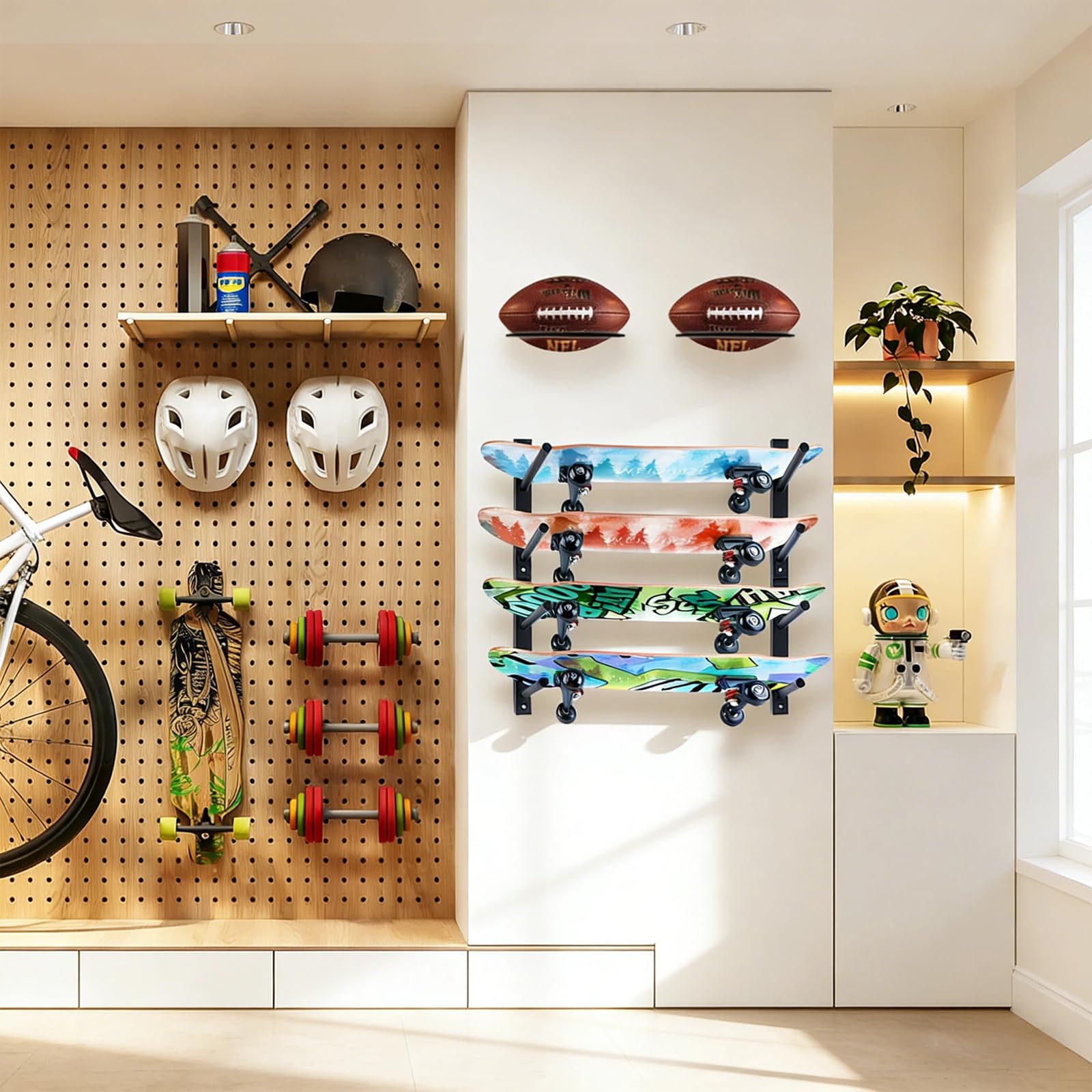 BiJun snowboard wall rack horizontal showcases boards neatly, freeing floor space in small rooms.