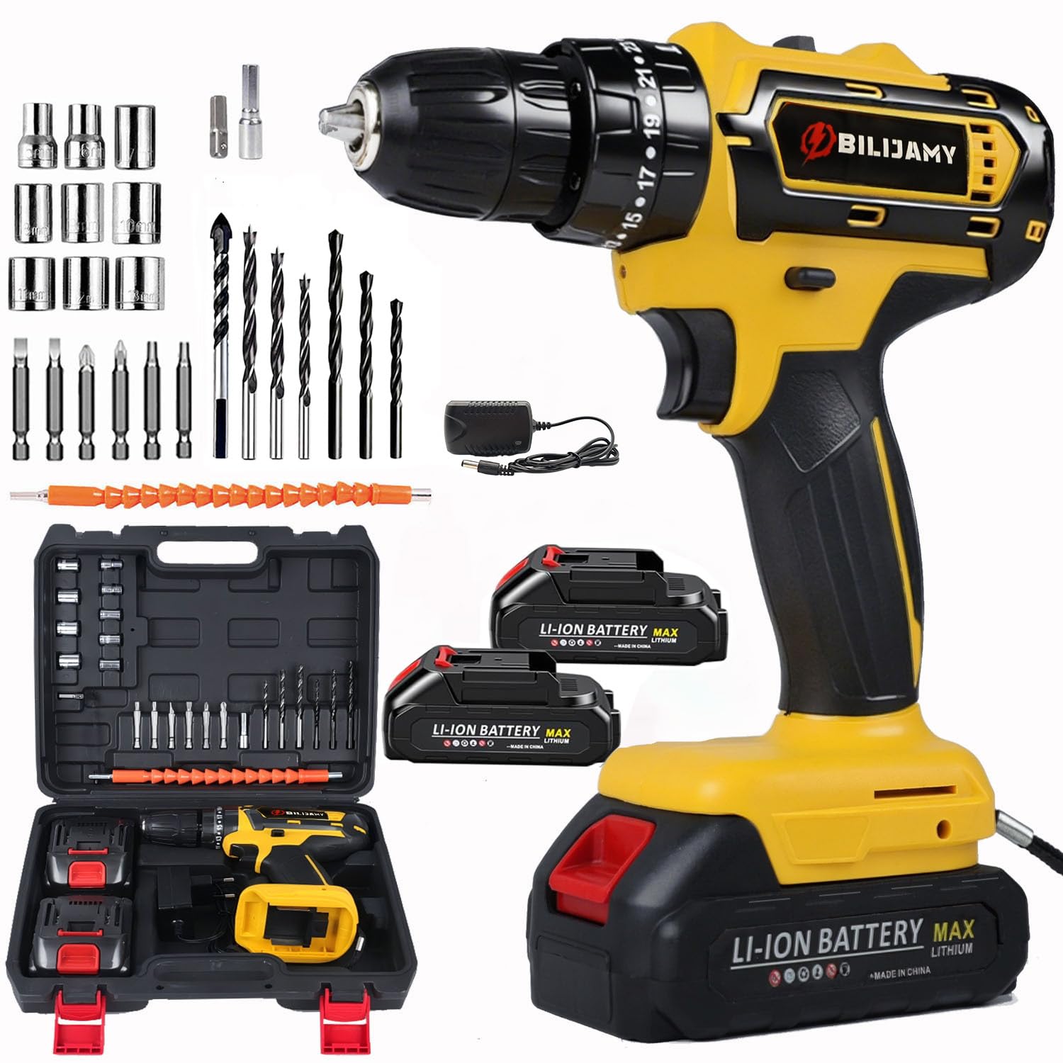 Bilijamy cordless drill driver front view for versatile home projects