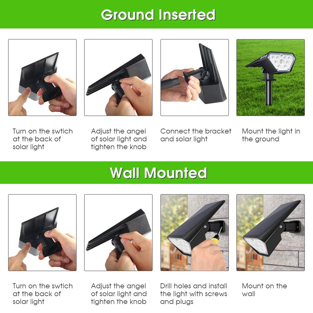 Biling solar spot light sun-powered energy reduces cables and electricity usage