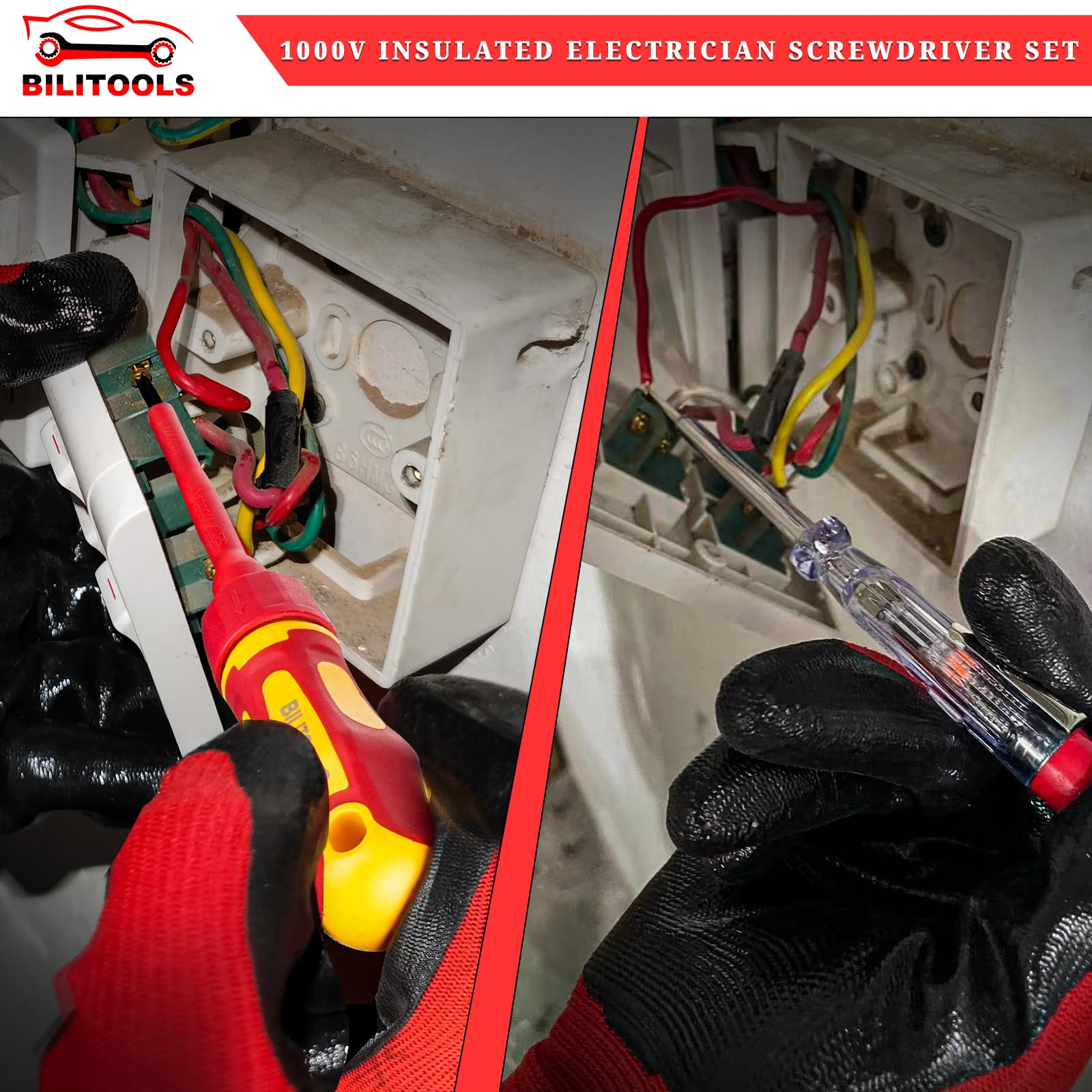 Bilitoools 13-piece kit laid out for versatile electrical work.