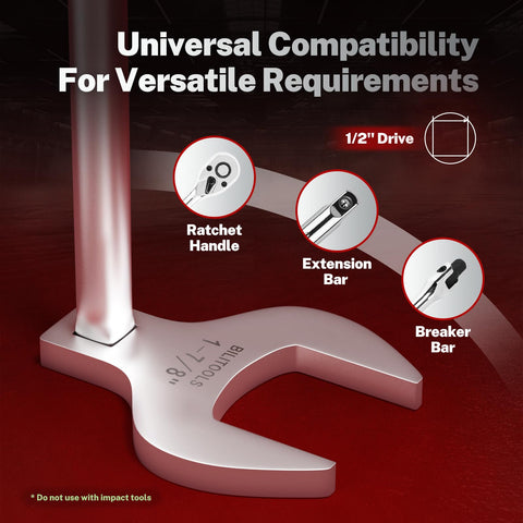 BILITOOLS crowfoot wrench compatible with 1/2 drive tools for versatile setup.