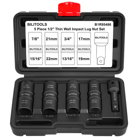 Bilitools lug nut socket flip set designed for quick access with a 1/2 inch drive