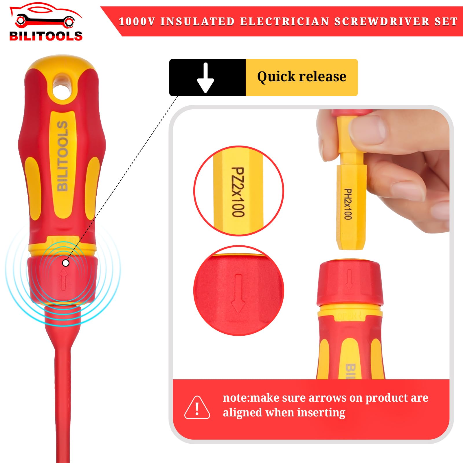 Bilitoools ergonomic insulated handle enabling comfortable use in tight spaces.