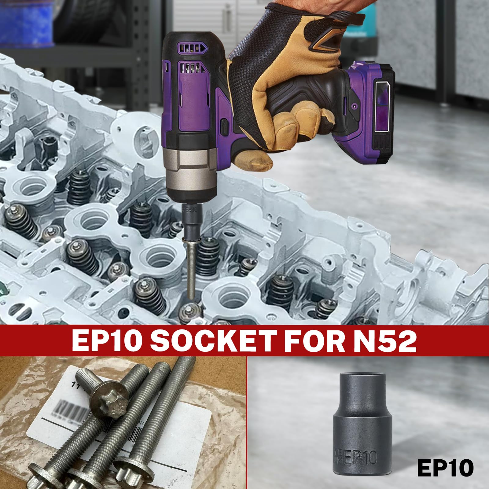Bilitoools EP4–EP8 range sockets arranged for quarter-inch drive tasks.