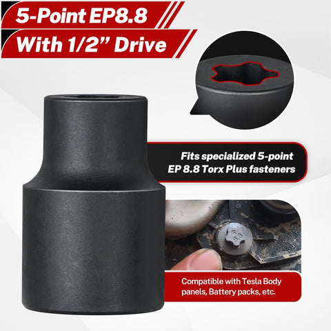 Bilitoools 5-point EP8.8 battery-pack removal socket for Tesla compatibility.