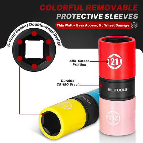 BILITOOLS flip socket 19-21mm designed for common lug nuts on many cars