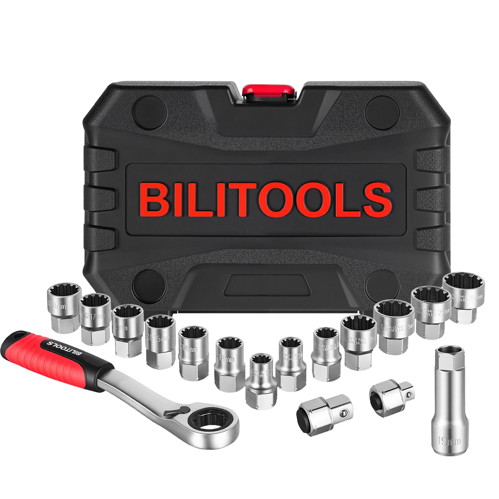 BILITOOLS pass-through socket set case showcasing organized storage for quick tool access