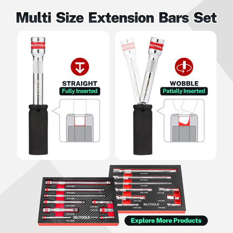 BILITOOLS ratchet extension set three-eighths 225mm secure detent grip