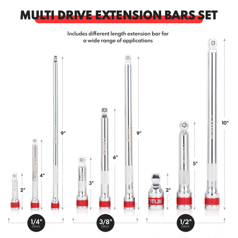 Bilitoools wobble extension set with 1/2in drive for versatile reach.