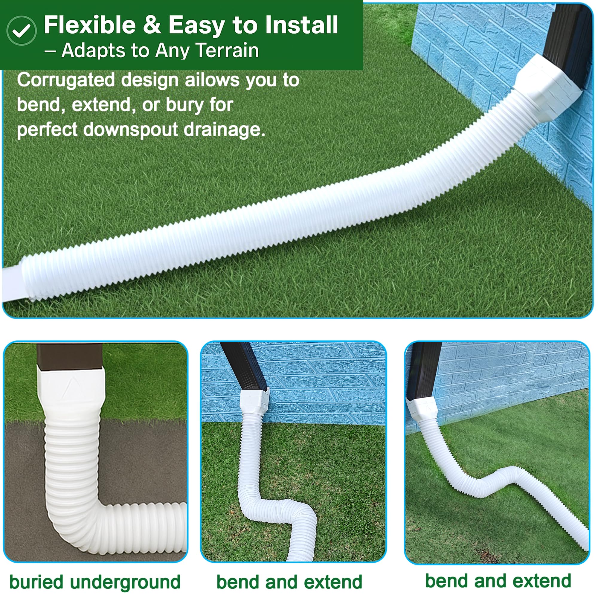Binazon downspout extension compatible with 4x3 downspouts