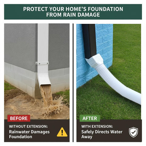 Binazon flexible downspout extension with rotating connectors for easy alignment