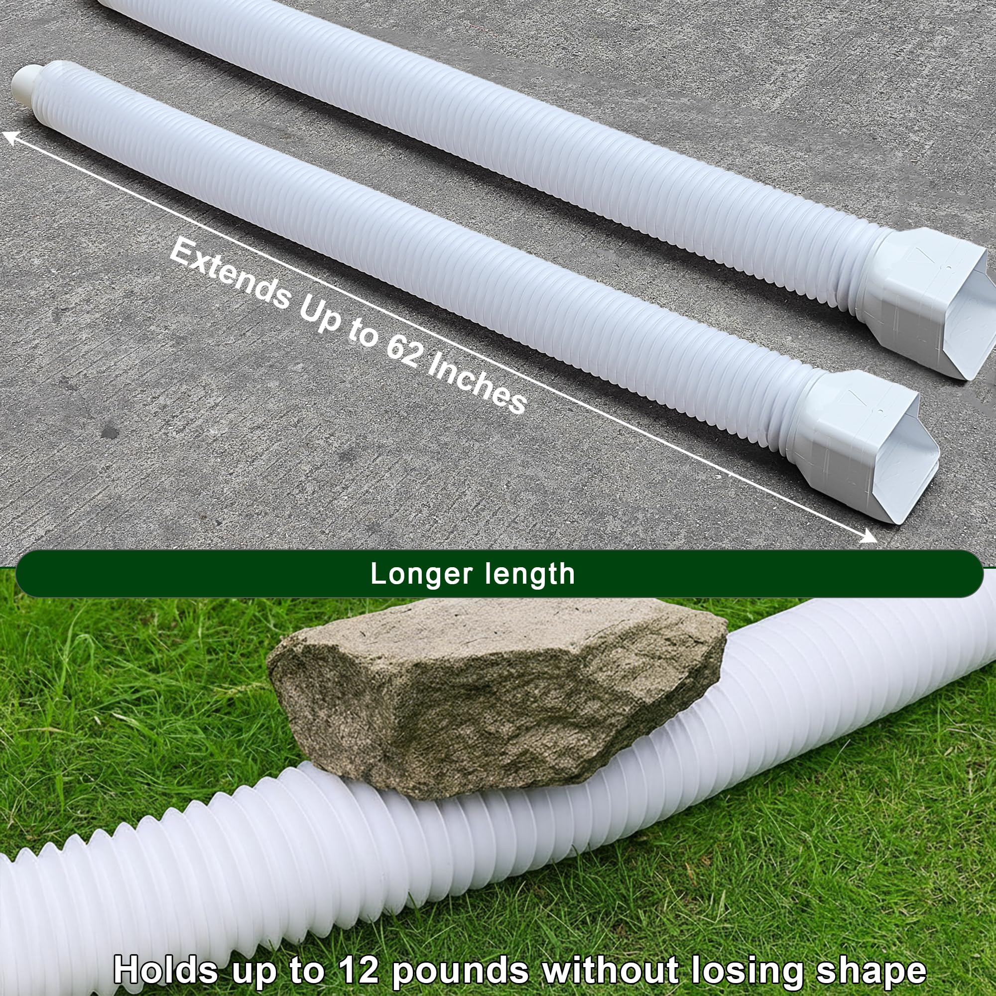 Binazon patented downspout extension with durable construction for weather-prone areas