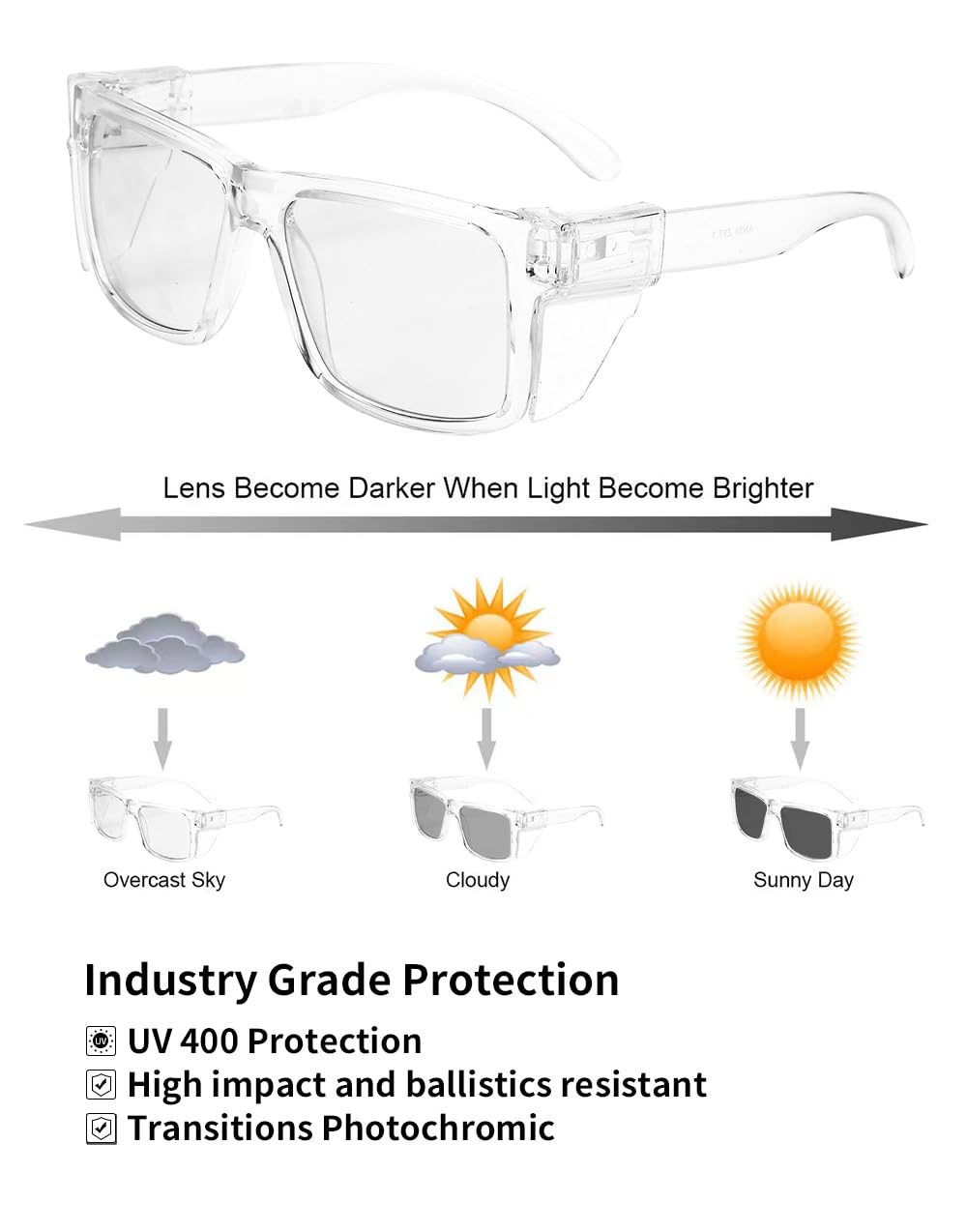 BINGKING side shields included offer enhanced protection for outdoor environments.