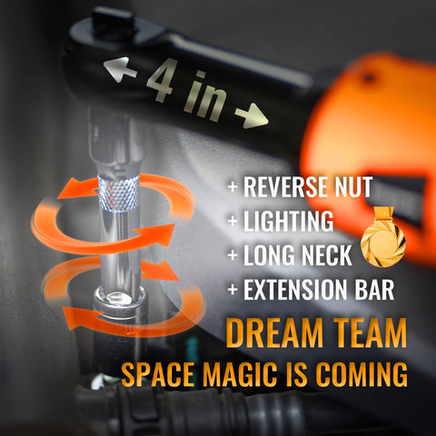 Bingoway LED work light illuminates dark work areas during bolt driving