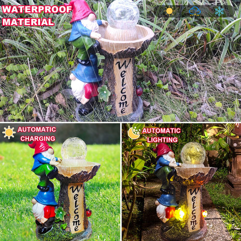 Binqiuu double gnomes create a playful focal point