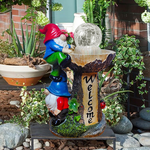 Binqiuu double gnomes sculpture adding whimsy to lawn decor