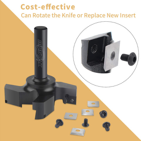 BinStak carbide insert bit with 3 inch diameter for faster stock removal