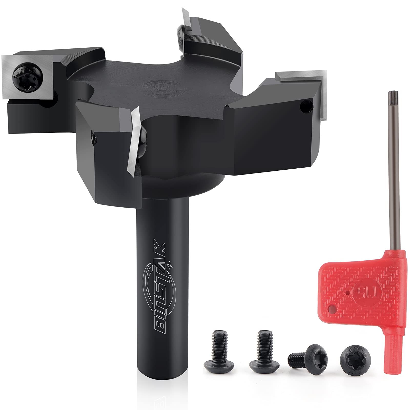 BinStak CNC spoilboard surfacing bit with 1/2 inch shank for precise spoilboard flattening