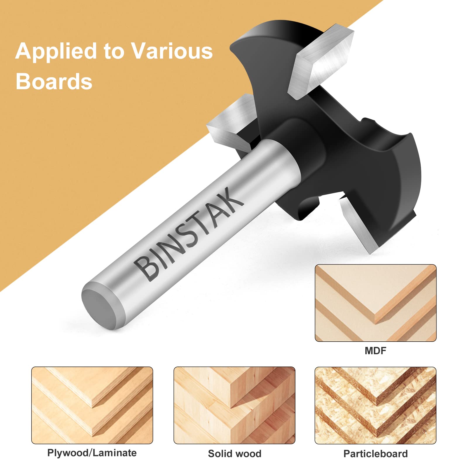 Binstak dado grooving router bit enables precise groove work.