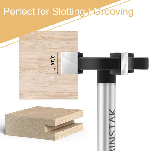 Binstak teflon coated router bit reduces resin buildup for easy cleaning.