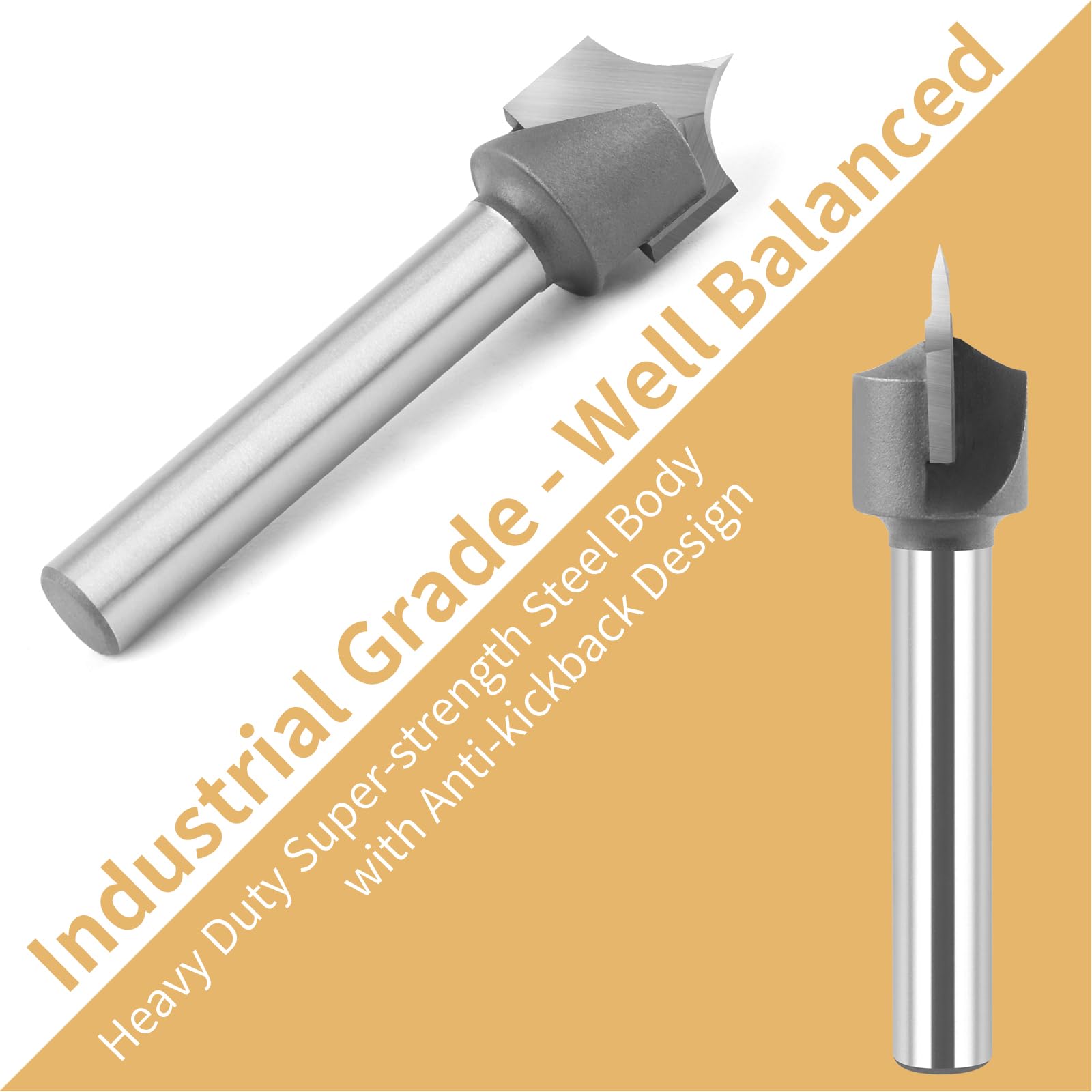 Binstak V groove roundover tip enables refined edge details