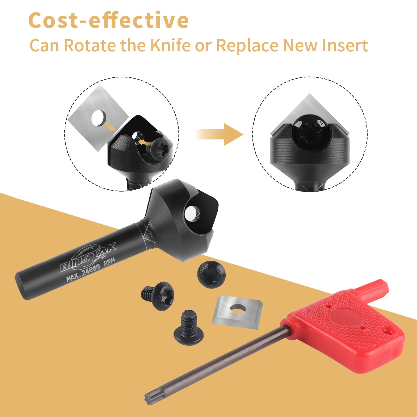 BINSTAK 12mm carbide inserts offer extended life and consistent cuts.