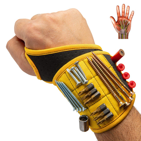 BINYATOOLS magnetic wristband magnets securely hold small tools for quick access
