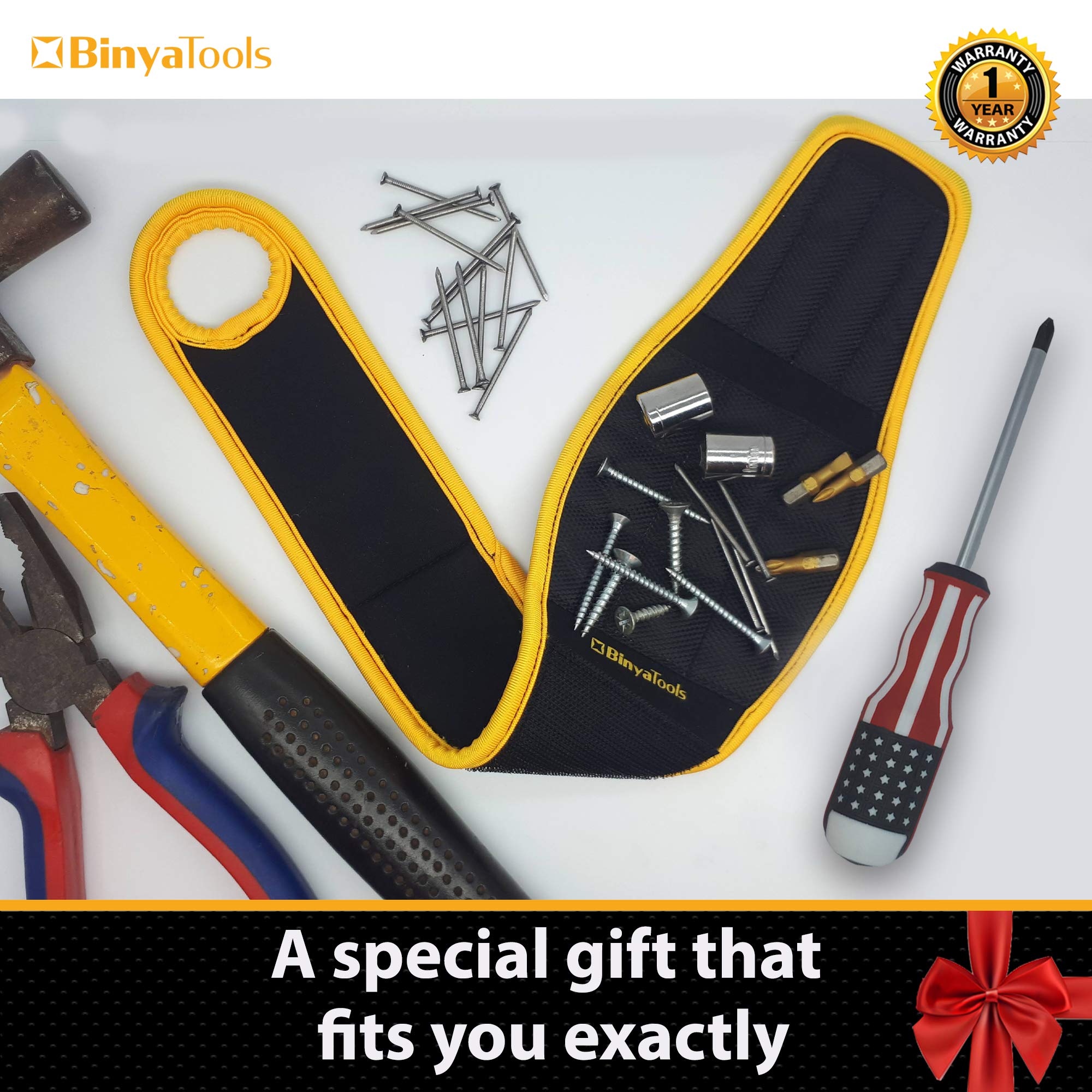 BINYATOOLS wristband features a thumb loop for easy wearing during tasks.